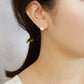 Carved Cat White Shell Ceramic Post Earrings - Model Image