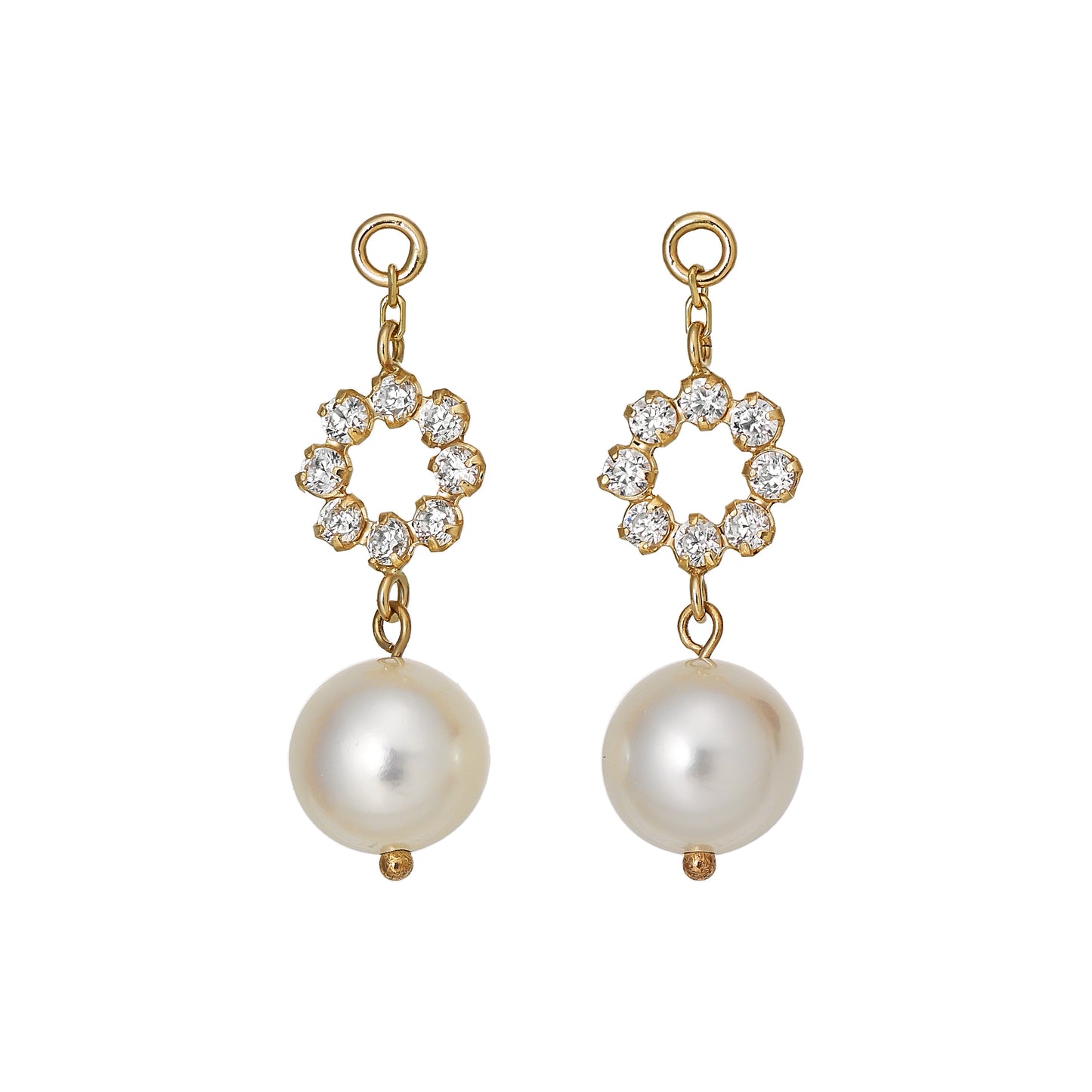 [Palette] 10K Freshwater Pearl x Cubic Zirconia Charms (Yellow Gold) - Product Image