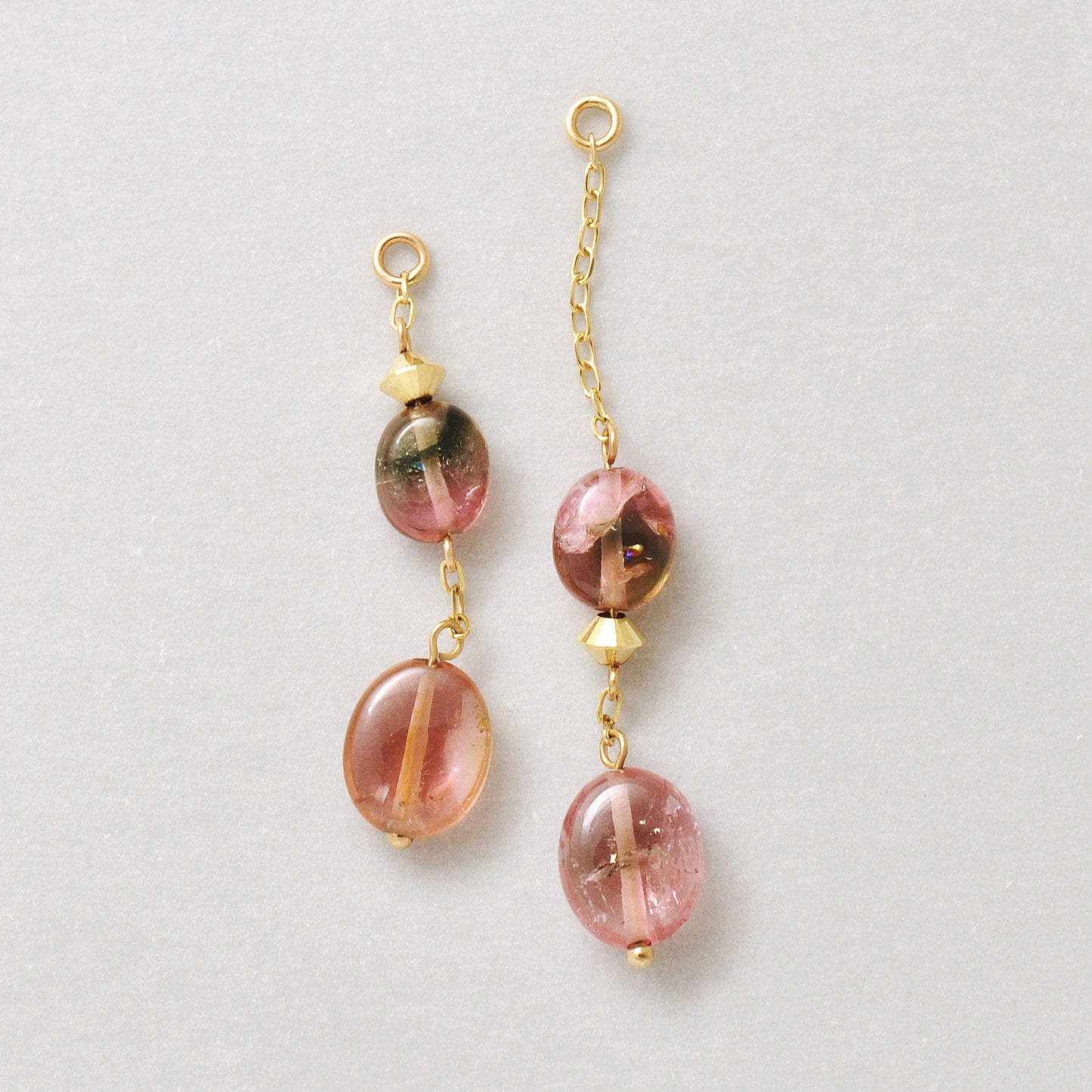 [Palette] 10K Bicolor Tourmaline Asymmetrical Charms (Yellow Gold) - Product Image