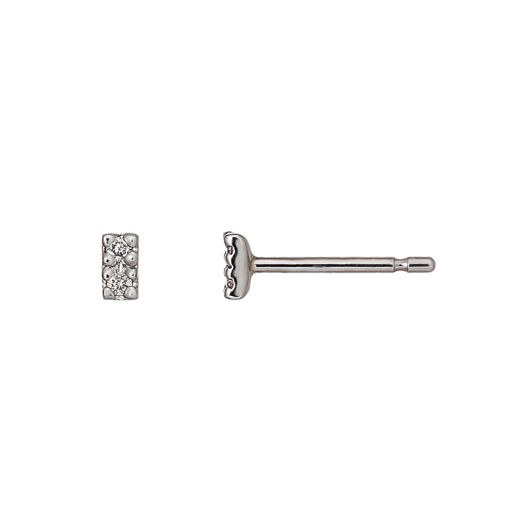 [Second Earrings] Platinum Diamond 2-Stone Bar Earrings 0.04ct - Product Image