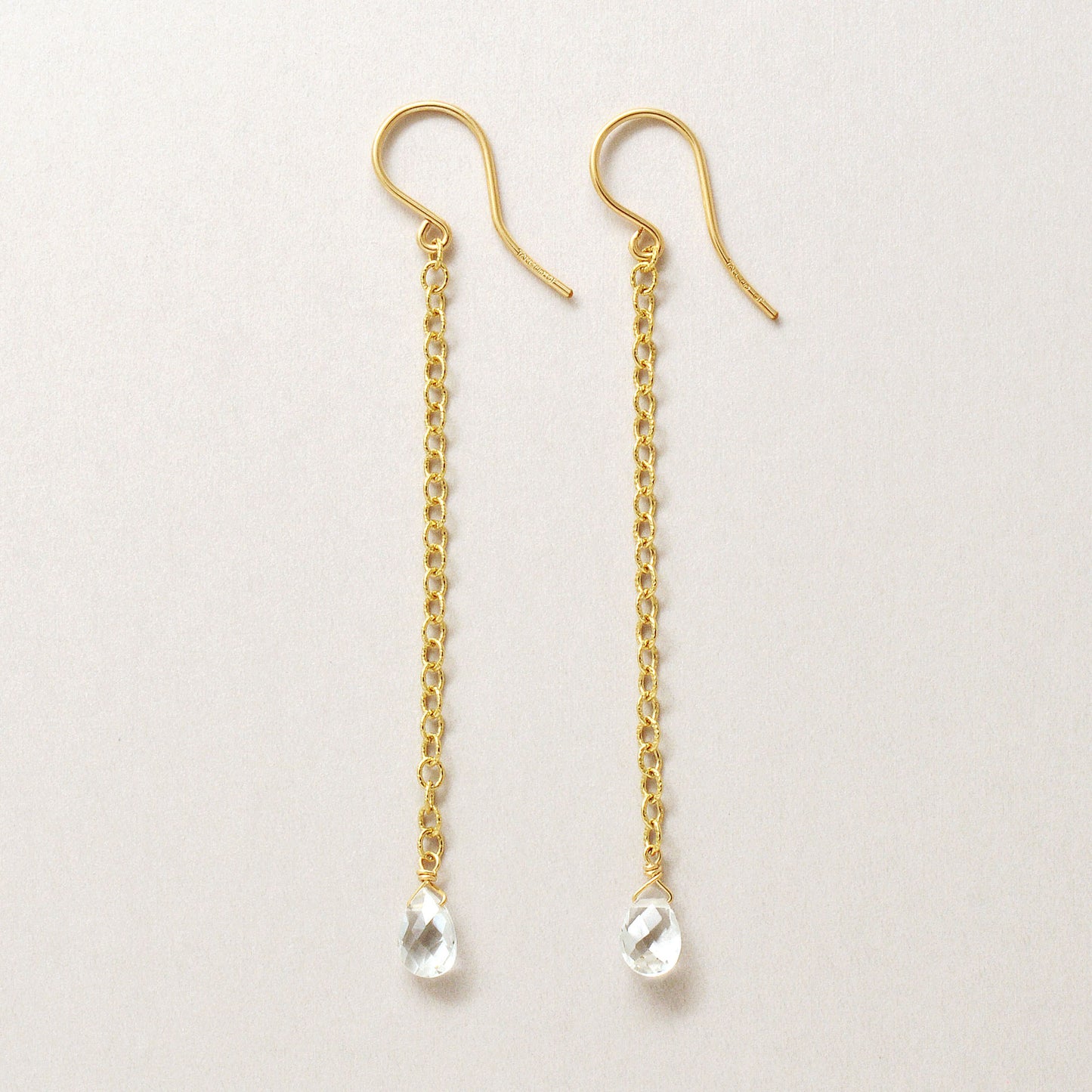 Gold Filled White Topaz Dangle Earrings - Product Image