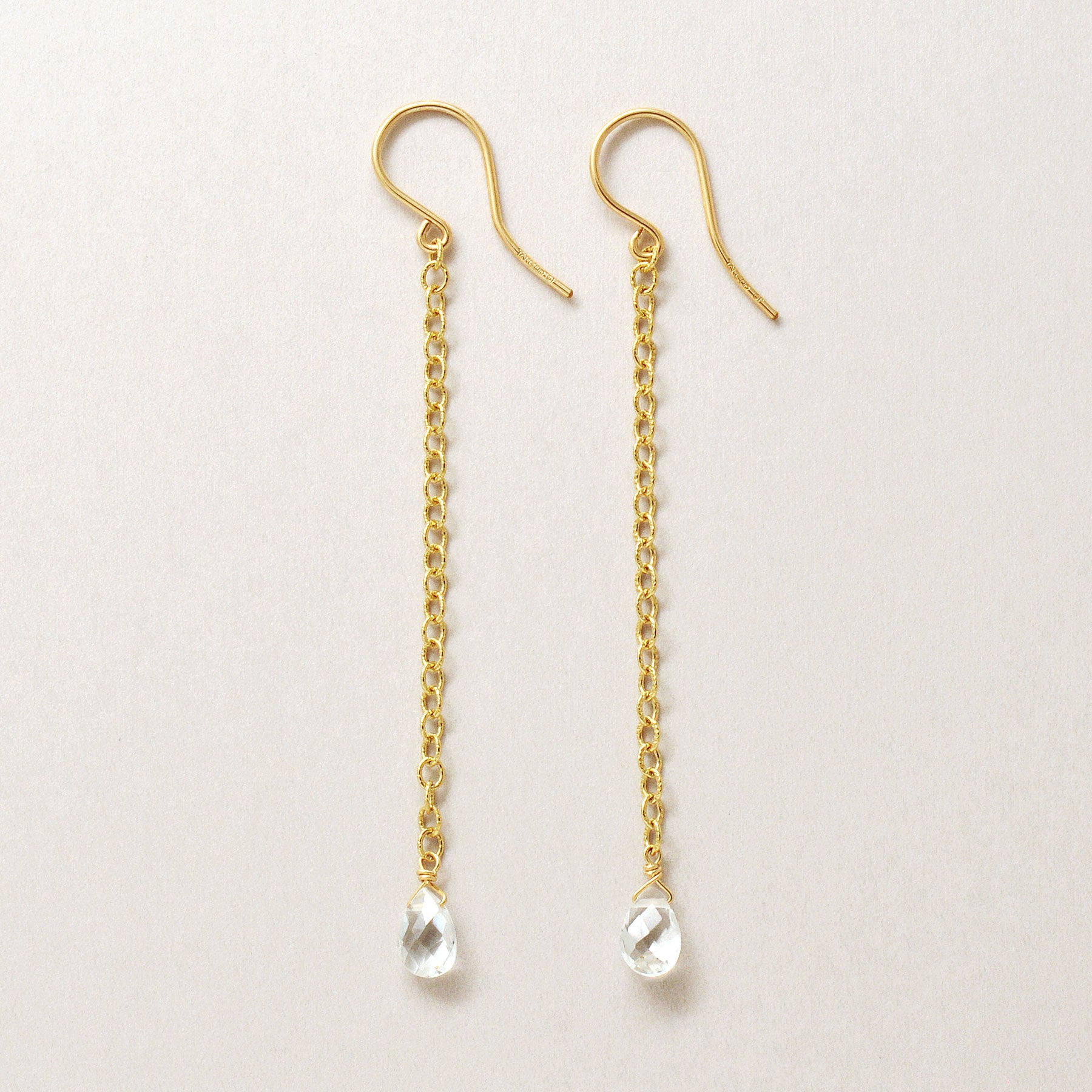 Gold Filled White Topaz Dangle Earrings - Product Image