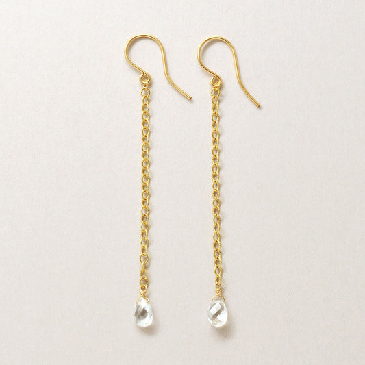 Gold Filled White Topaz Dangle Earrings - Product Image