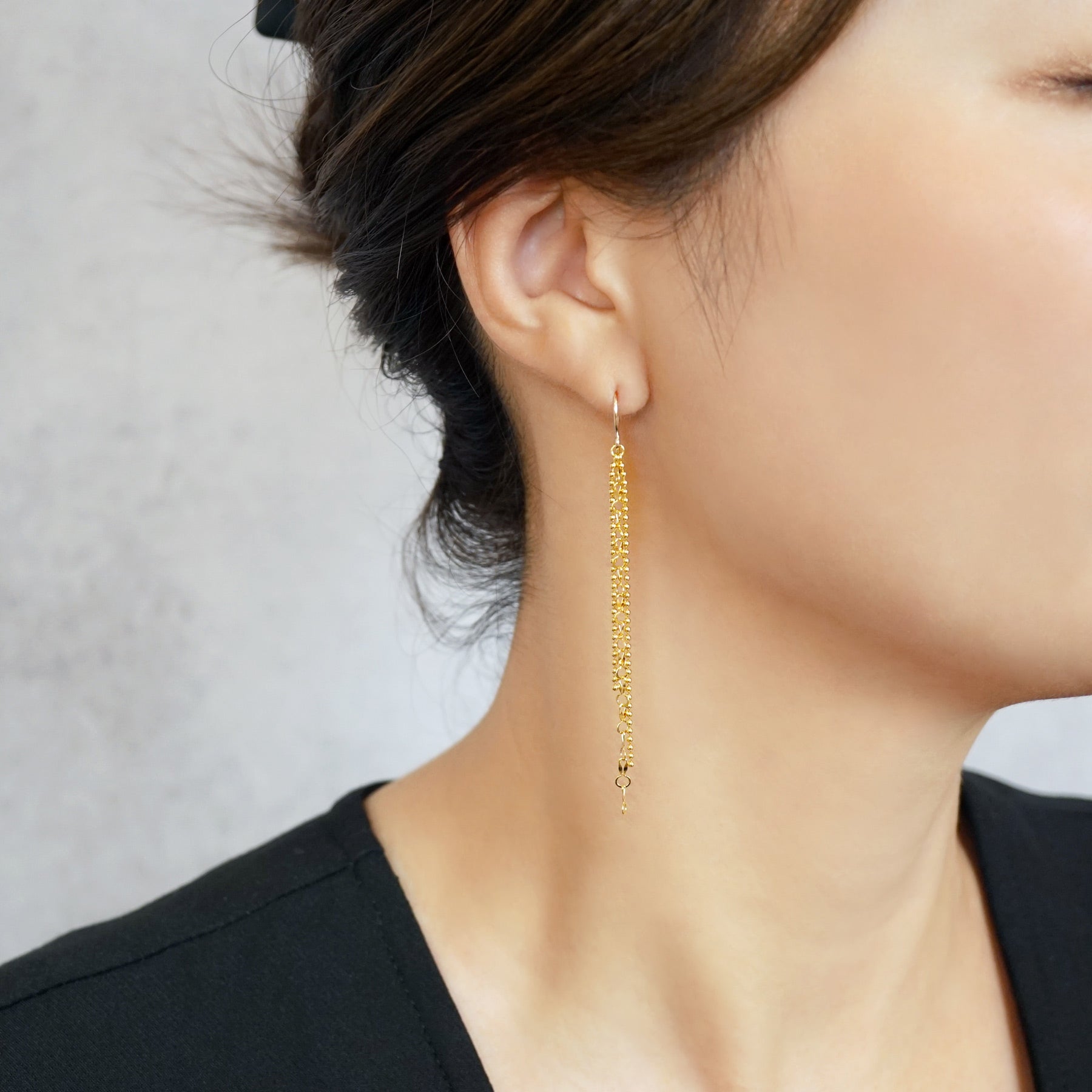 Gold Filled Multiple Chain Earrings - Model Image