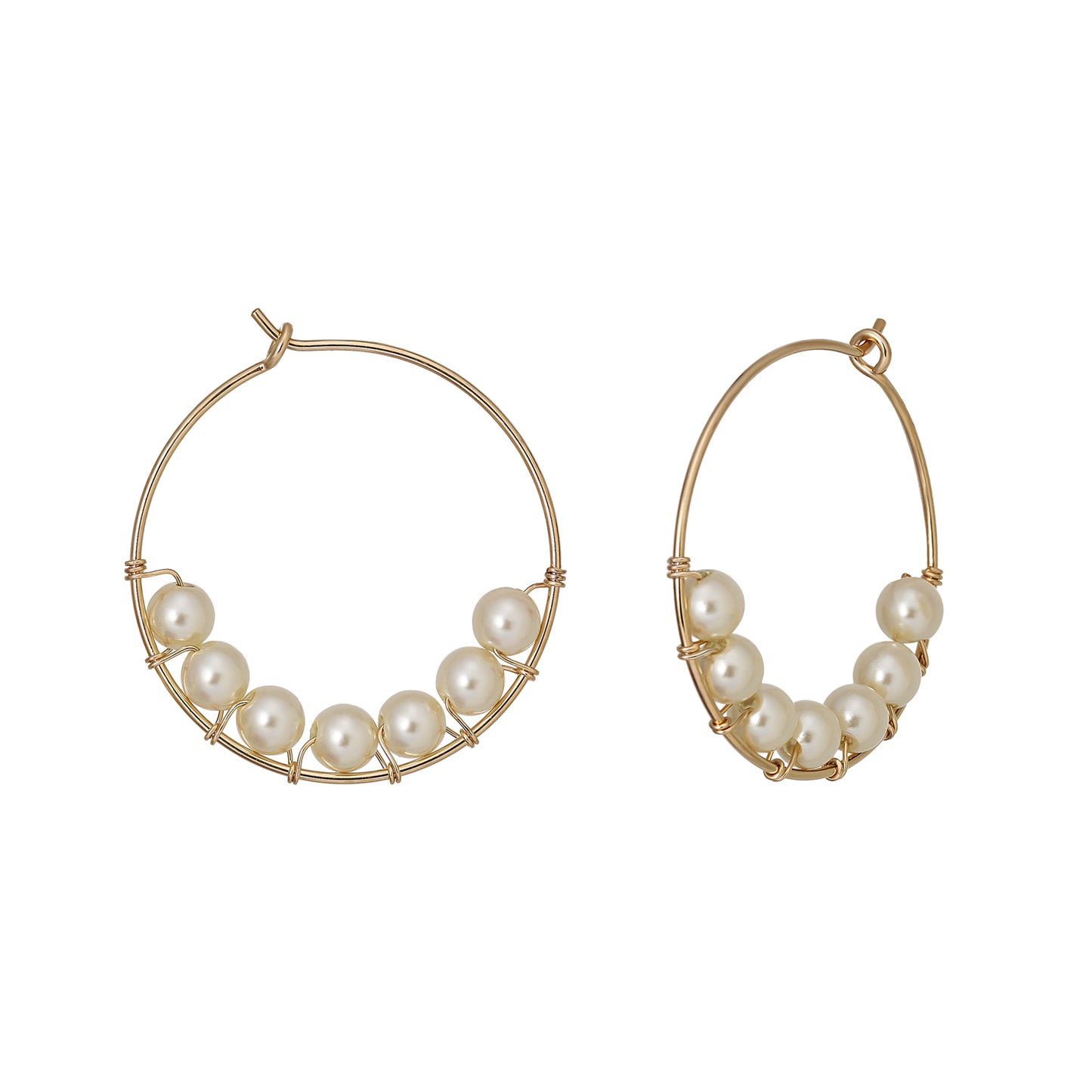 Gold Filled Plastic Pearl Hoop Earrings - Product Image