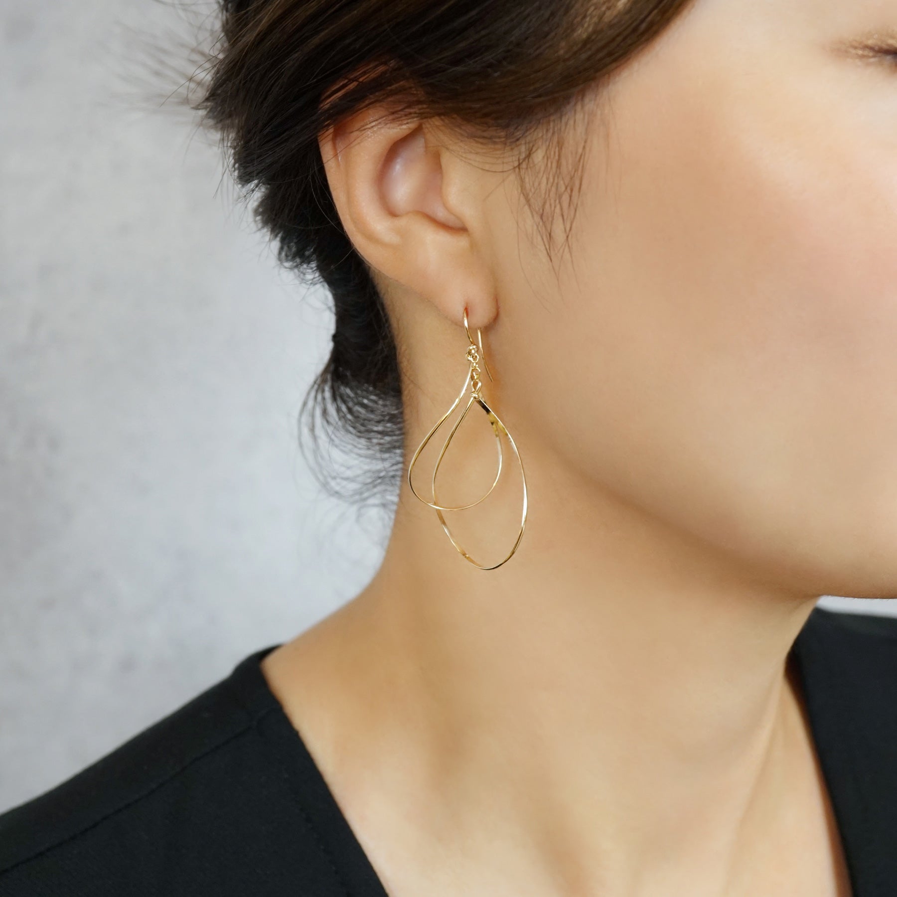 Gold Filled Double Dew Drop Earrings - Model Image