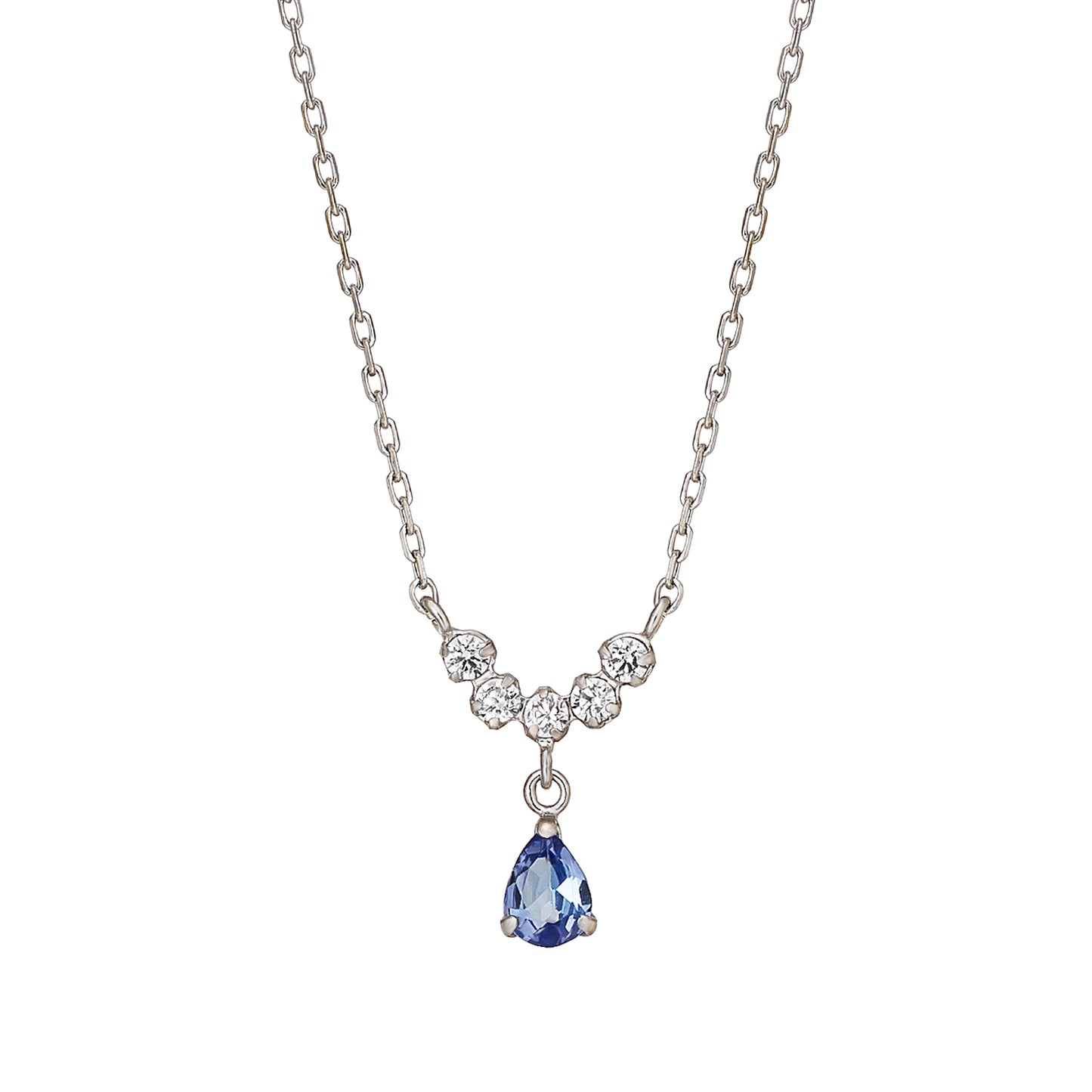 925 Sterling Silver Tanzanite Dew Drop Swinging Necklace - Product Image