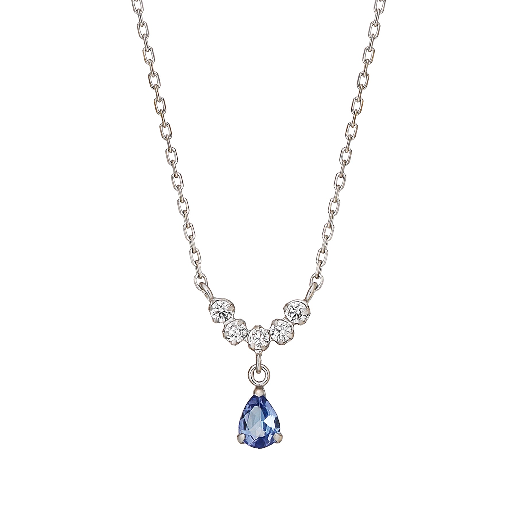 925 Sterling Silver Tanzanite Dew Drop Swinging Necklace - Product Image