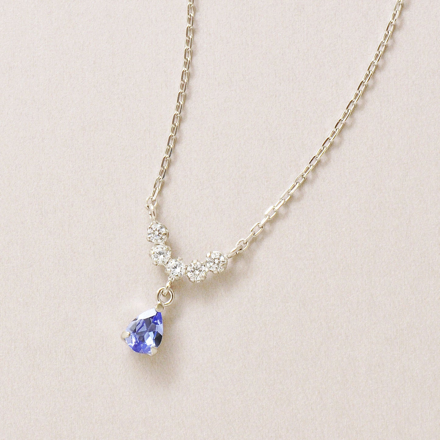 925 Sterling Silver Tanzanite Dew Drop Swinging Necklace - Product Image