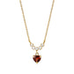 925 Sterling Silver Garnet Heart Swinging Necklace - Product Image