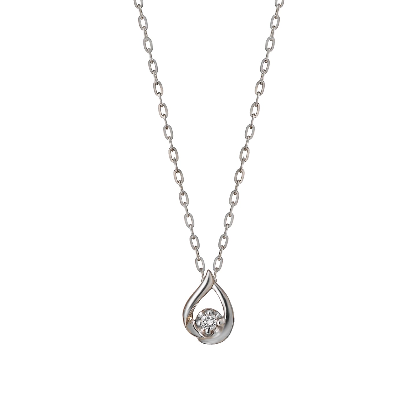 10K Diamond Dew Drop Necklace (White Gold) - Product Image