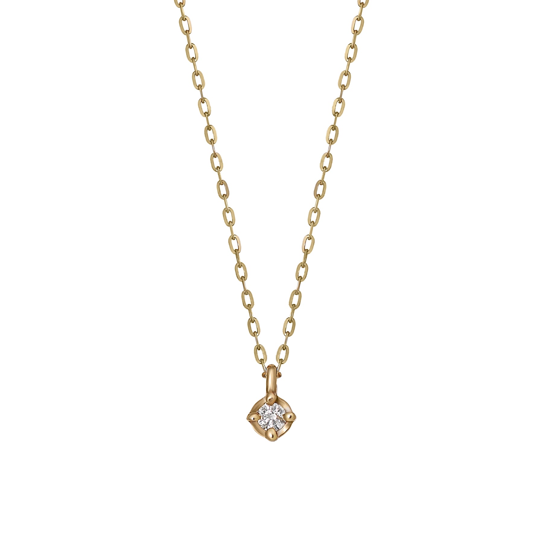 10K Diamond Petit Solitaire Necklace (Yellow Gold) - Product Image