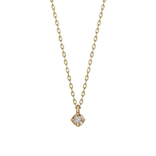 10K Diamond Petit Solitaire Necklace (Yellow Gold) - Product Image