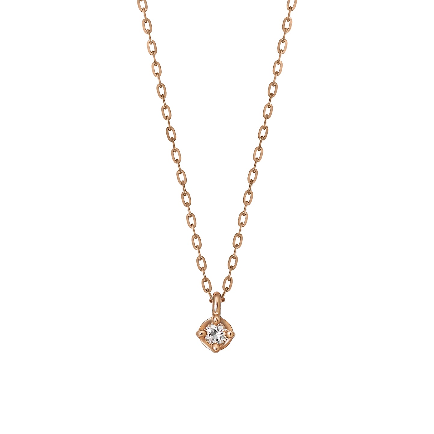 10K Diamond Petit Solitaire Necklace (Rose Gold) - Product Image