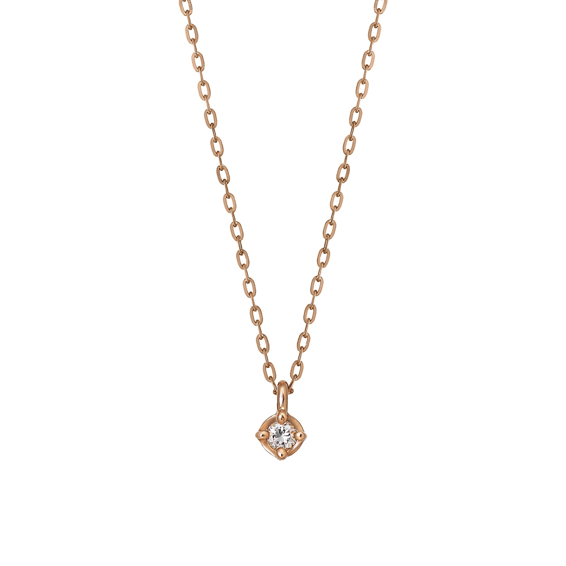 10K Diamond Petit Solitaire Necklace (Rose Gold) - Product Image