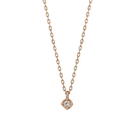 10K Diamond Petit Solitaire Necklace (Rose Gold) - Product Image