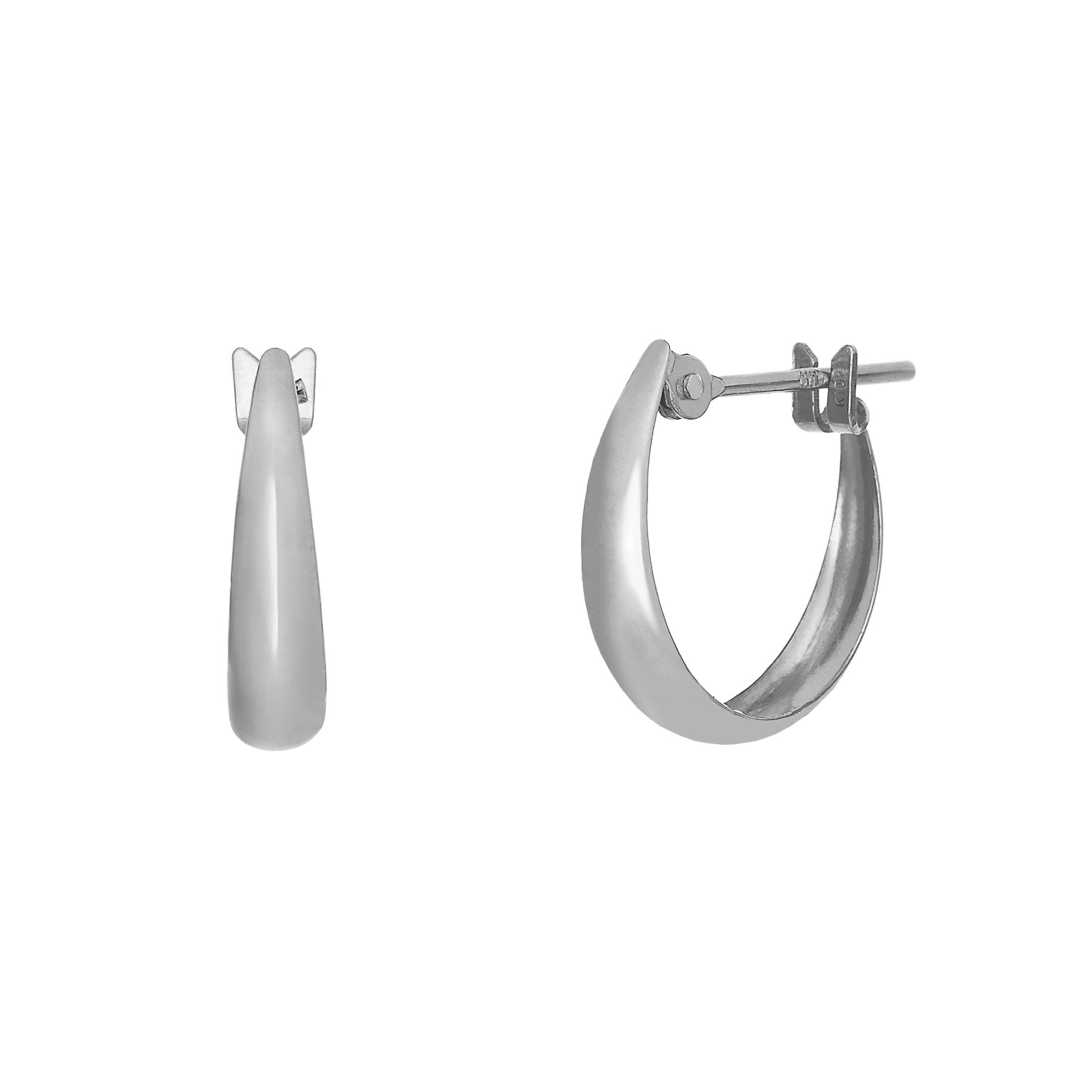 14K/10K White Gold Chunky Hoop Earrings - Product Image