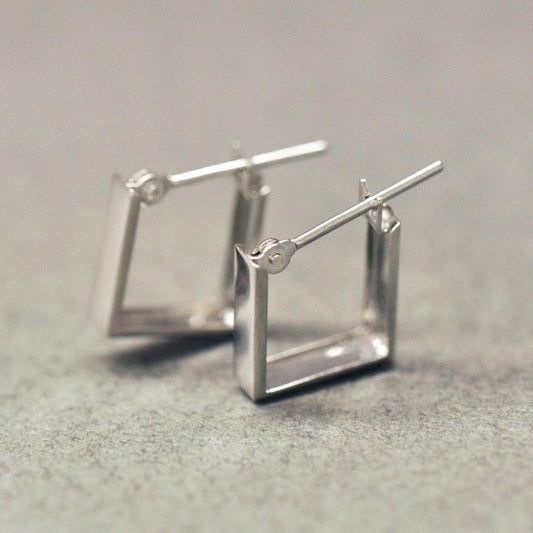 14K/10K White Gold Square Bridge Earrings - Product Image