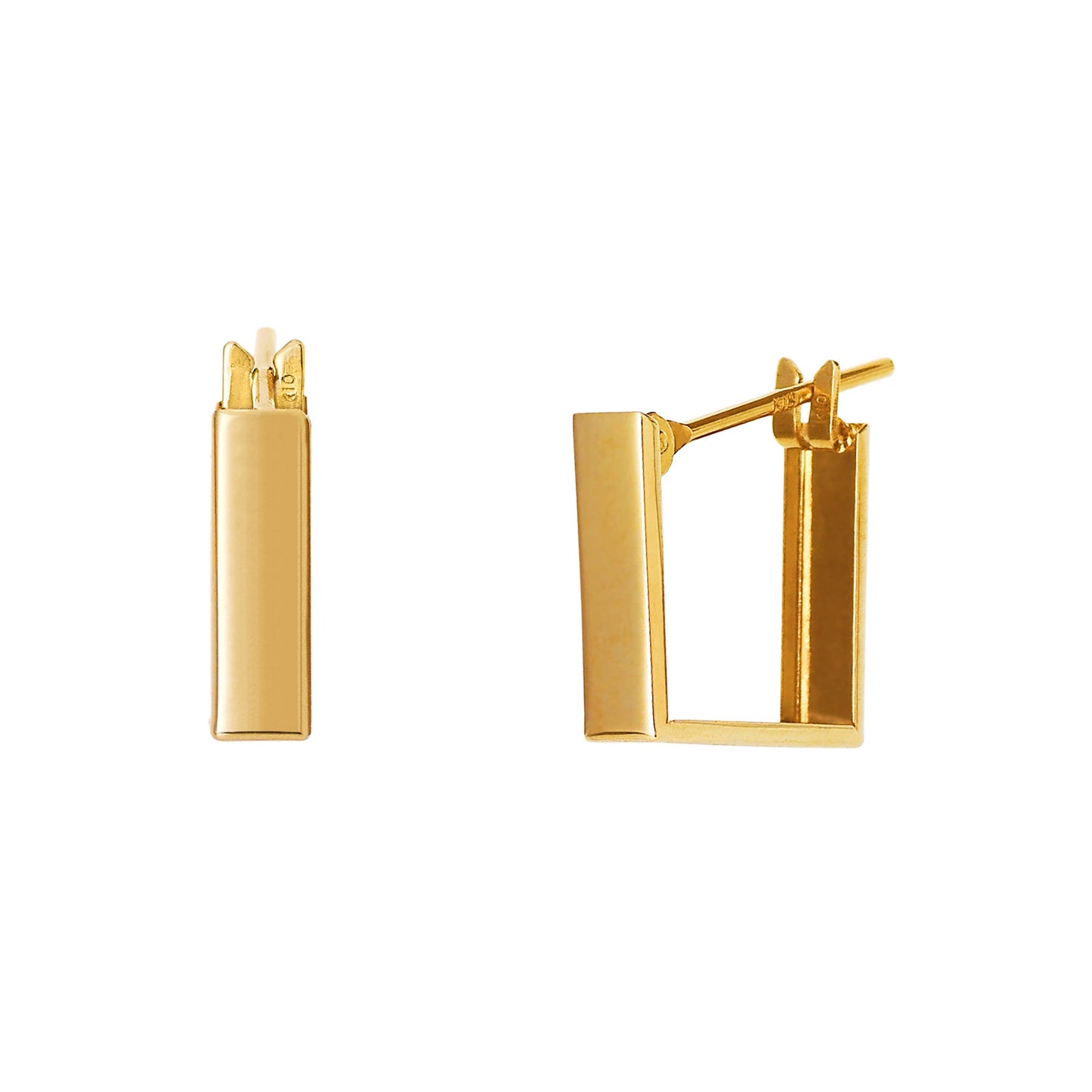 18K/10K Yellow Gold Square Bridge Earrings - Product Image