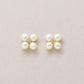 18K/10K Diamond Pearl Clover Earrings (Yellow Gold) - Product Image