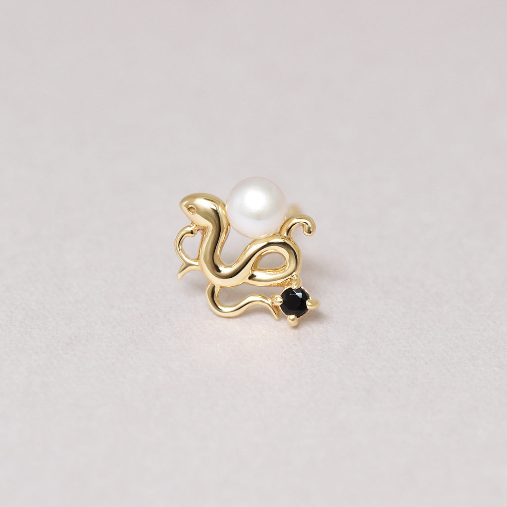 [Solo Earring] 18K/10K Ivy & Snake Single Earring (Yellow Gold) - Product Image