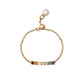 10K Natural Stone Rainbow Chain Ring (Yellow Gold) - Product Image