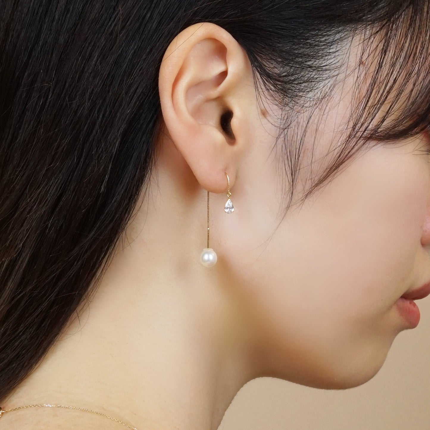 18K Gold Freshwater Pearl Earring Back Pair - Model Image