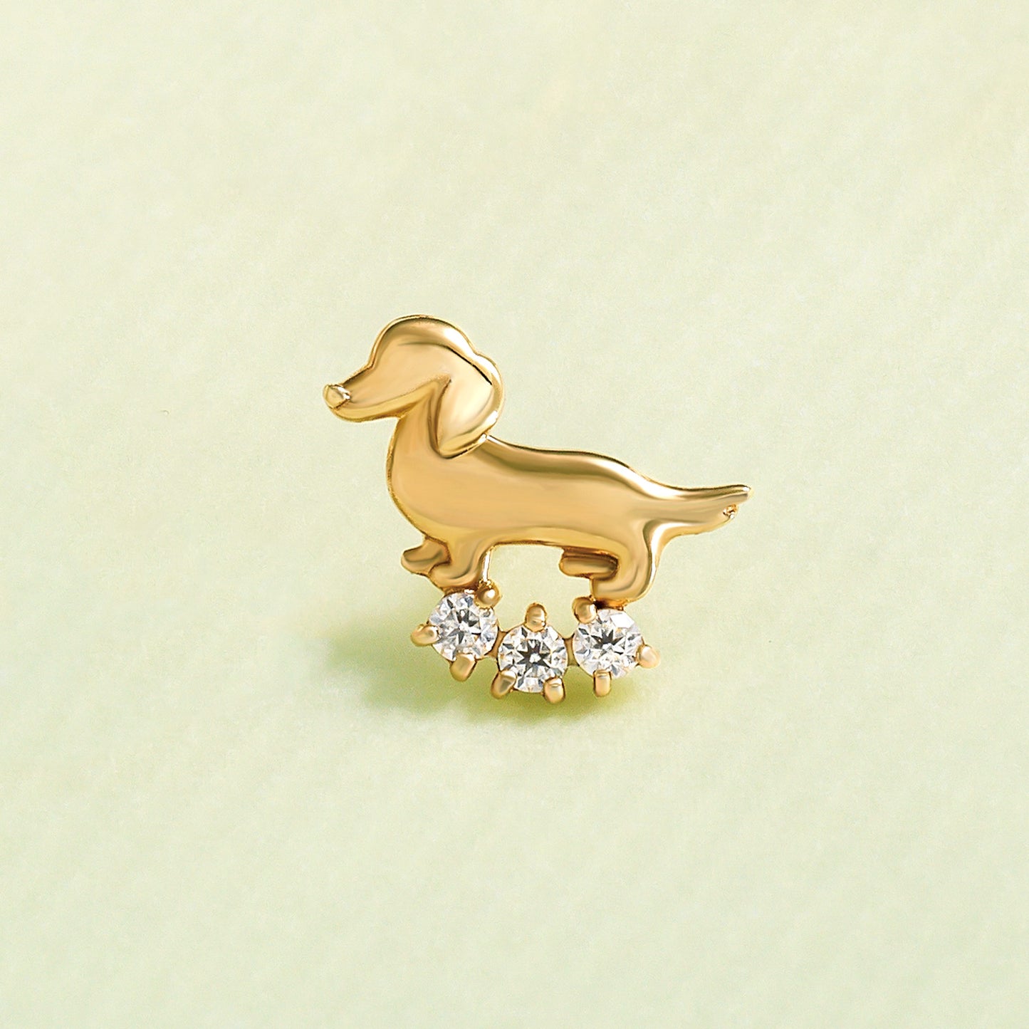 [Solo Earring] 18K/10K Dachshund Single Earring (Yellow Gold) - Product Image