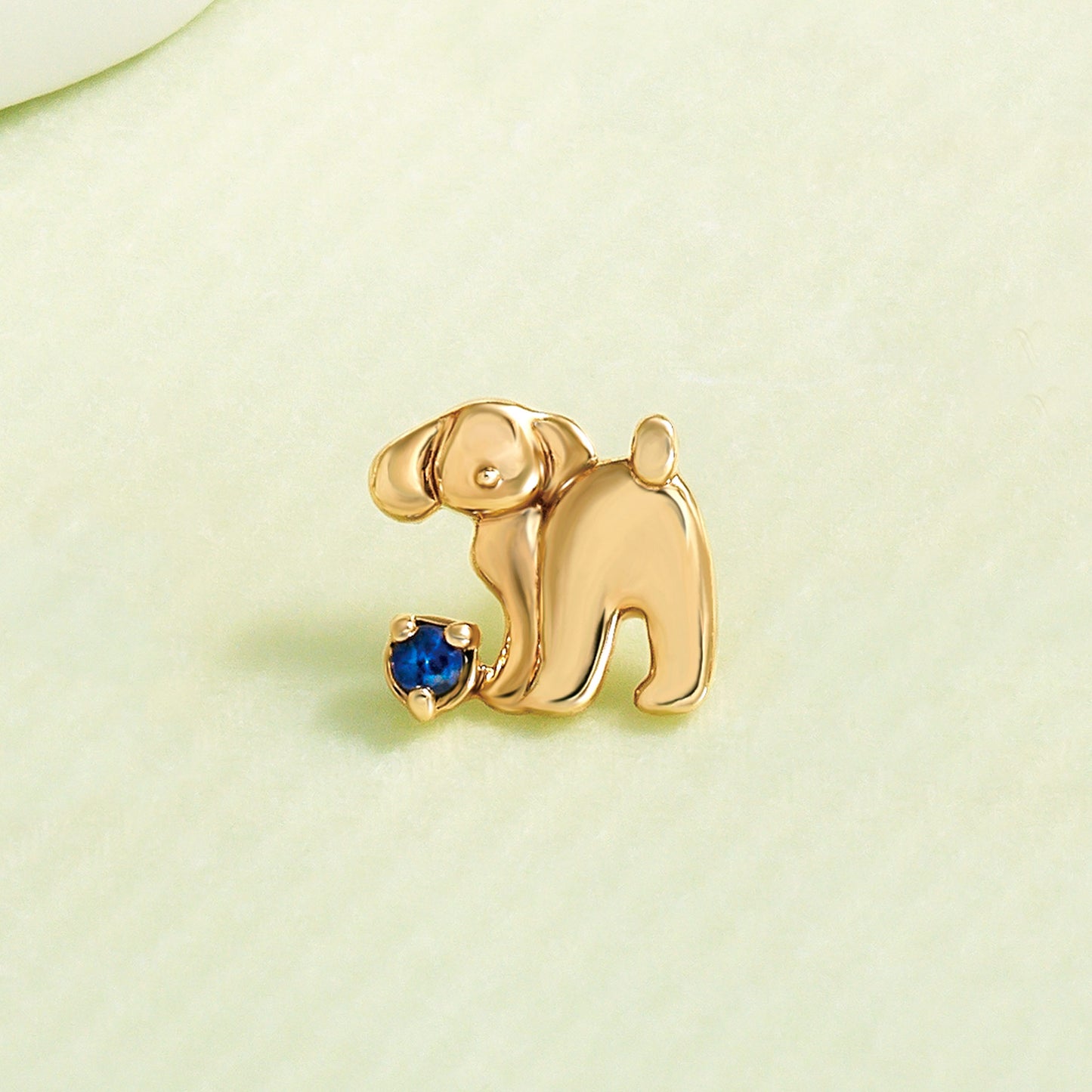 [Solo Earring] 18K/10K Poodle Single Earring (Yellow Gold) - Product Image