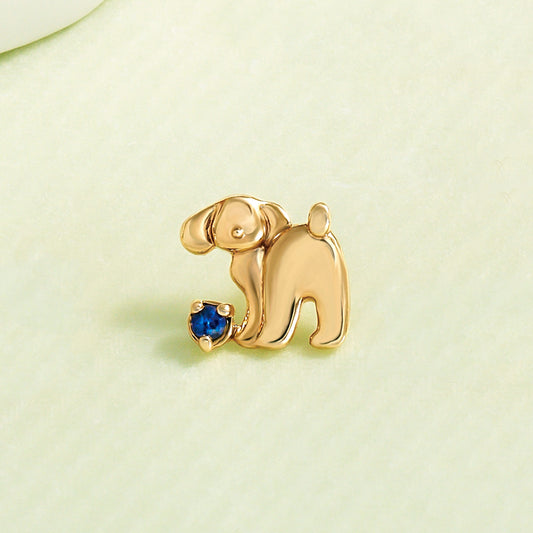 [Solo Earring] 18K/10K Poodle Single Earring (Yellow Gold) - Product Image