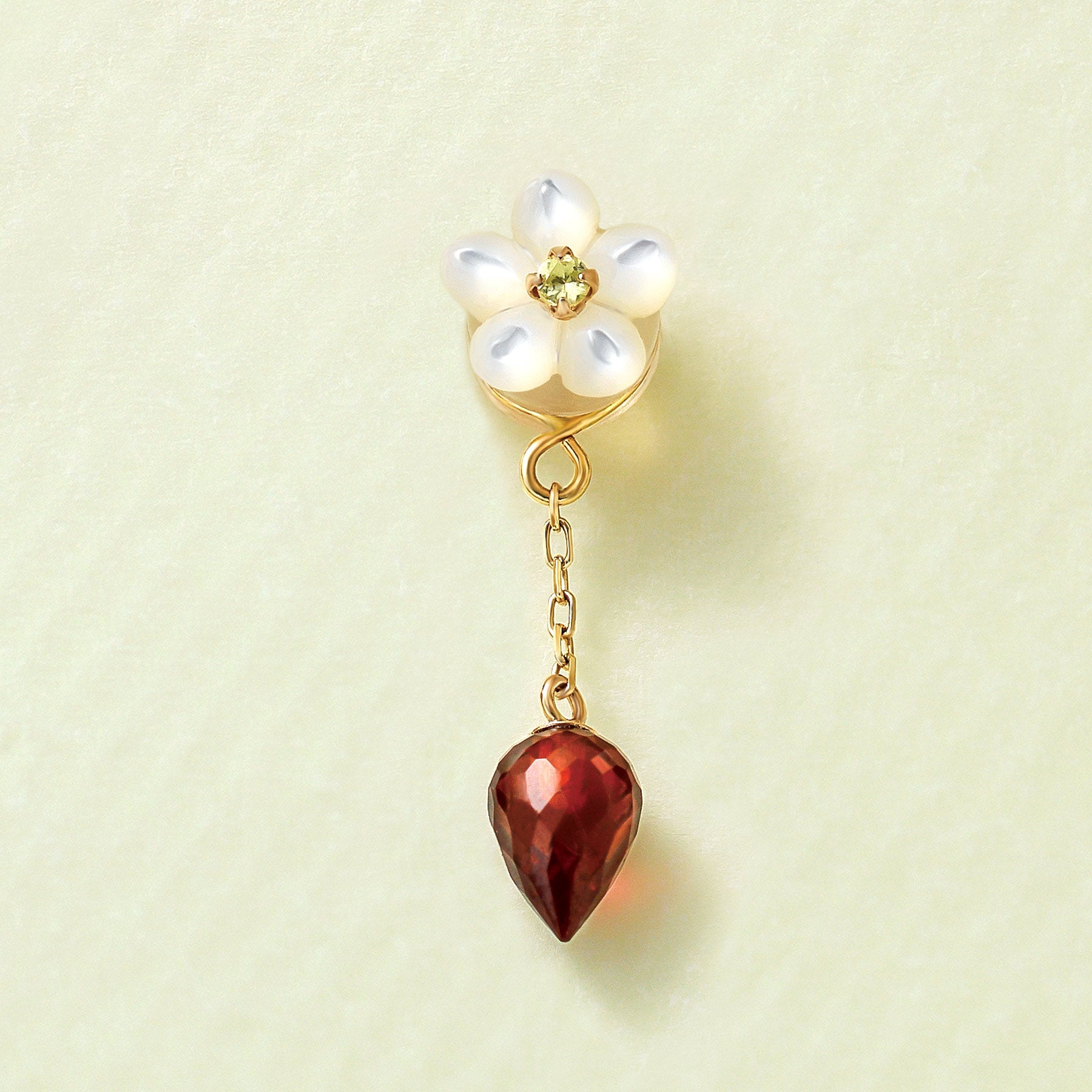 [Solo Earring] 18K/10K Strawberry Tea Single Earring (Yellow Gold) - Product Image