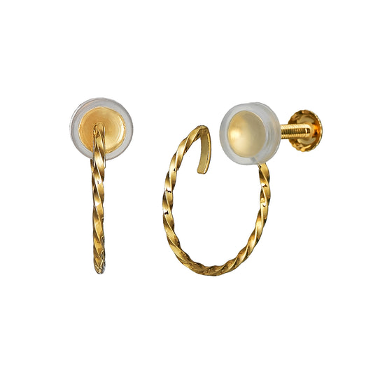 [Palette] 10K Yellow Gold Twist Hoop Clip-On Base Earrings - Product Image