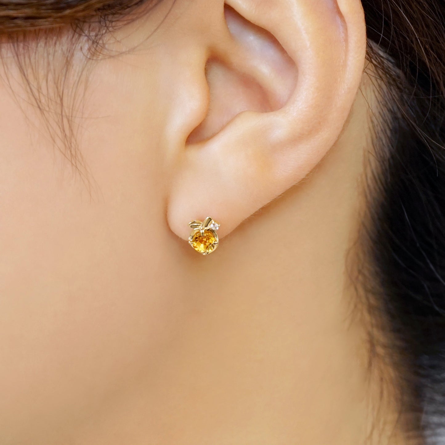 [Solo Earring] 18K/10K Orange Tea Single Earring (Yellow Gold) - Model Image