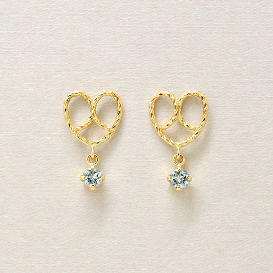 18K/10K Aquamarine Pretzel Swinging Earrings (Yellow Gold) - Product Image