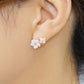 18K/10K Pink Shell Flower Tea Earrings (Yellow Gold) - Model Image