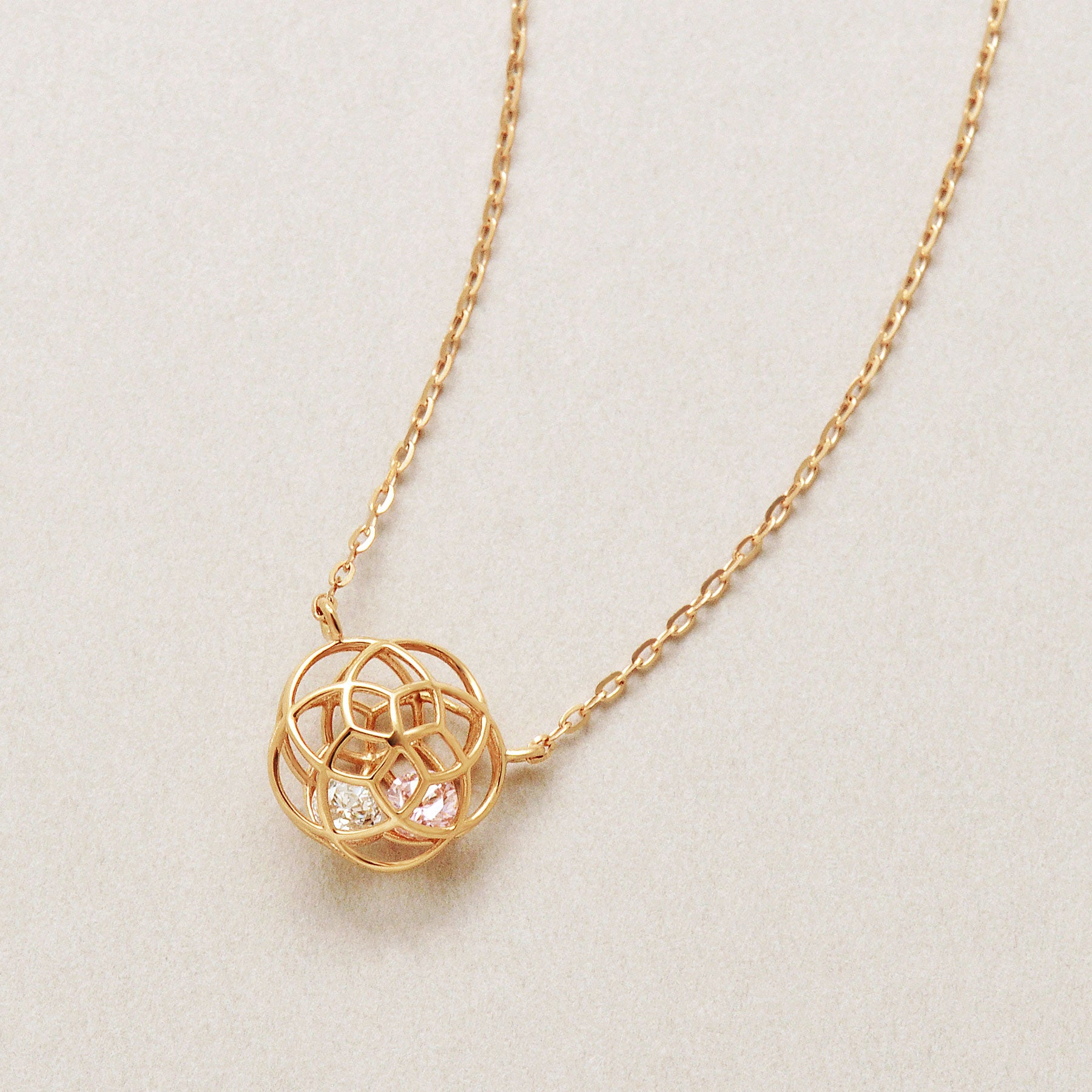 [Pannier] 10K Limited Edition Necklace [Cherry Blossoms] (Rose Gold) - Product Image