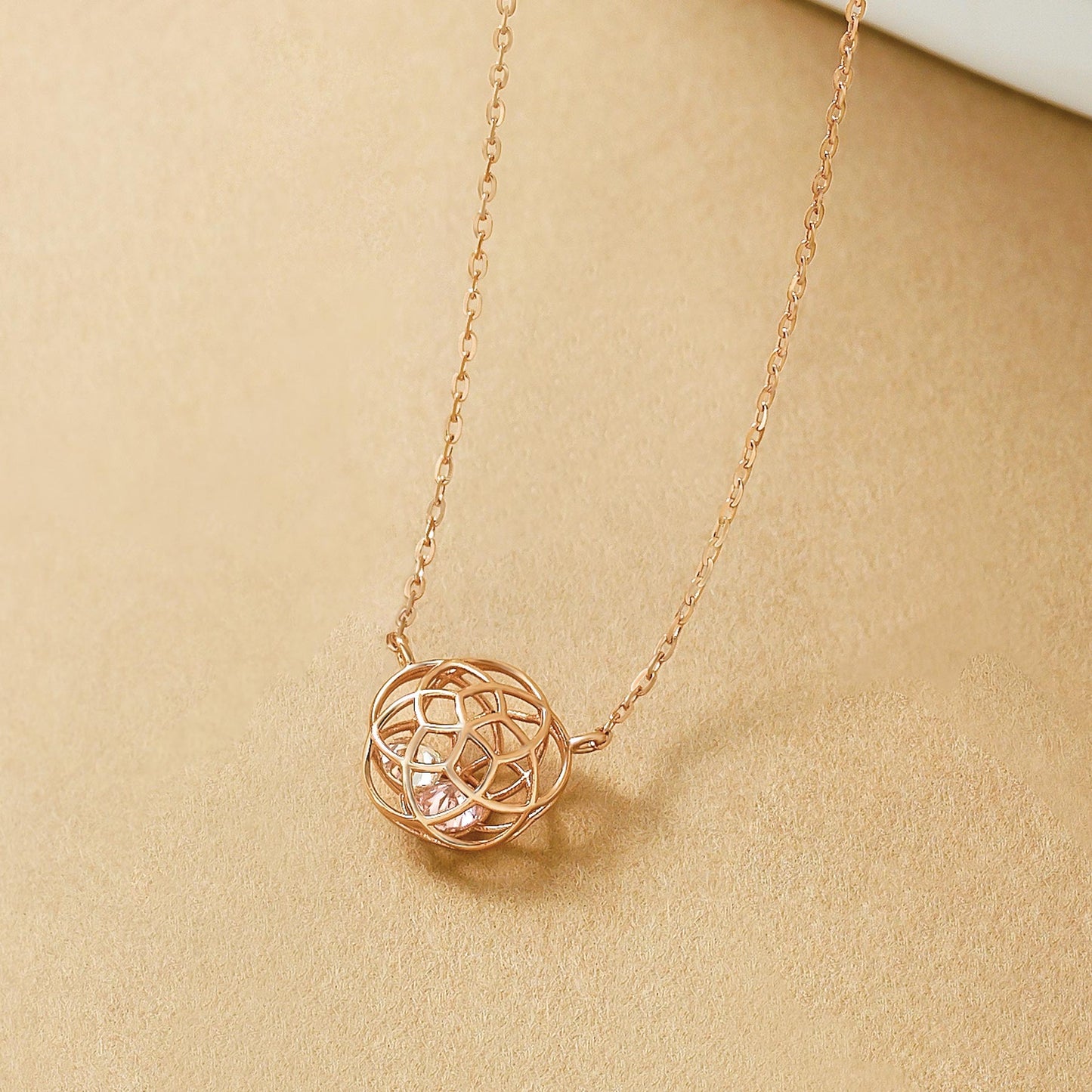 [Pannier] 10K Limited Edition Necklace [Cherry Blossoms] (Rose Gold) - Product Image