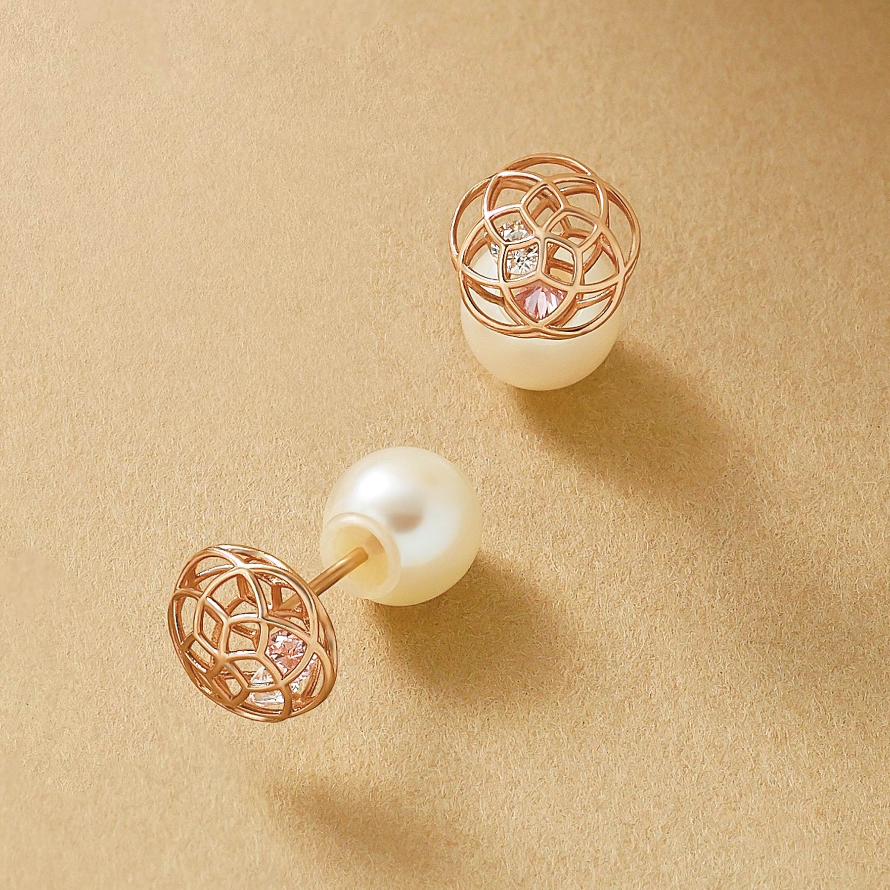 [Pannier] 18K/10K Limited Edition Freshwater Pearl Earrings [Cherry Blossoms] (Rose Gold) - Product Image