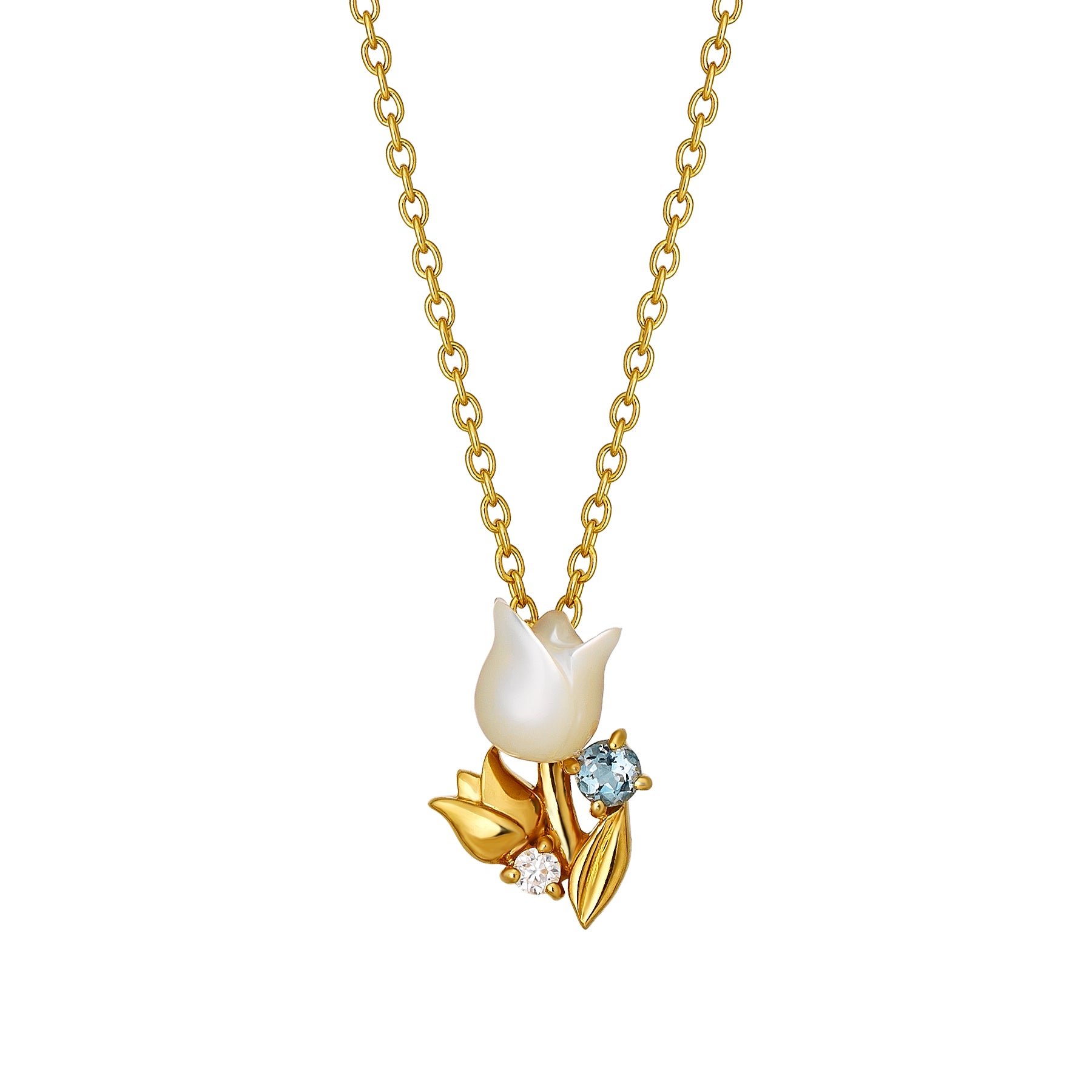 [Birth Flower Jewelry] March - Tulip Necklace (925 Sterling Silver) - Product Image