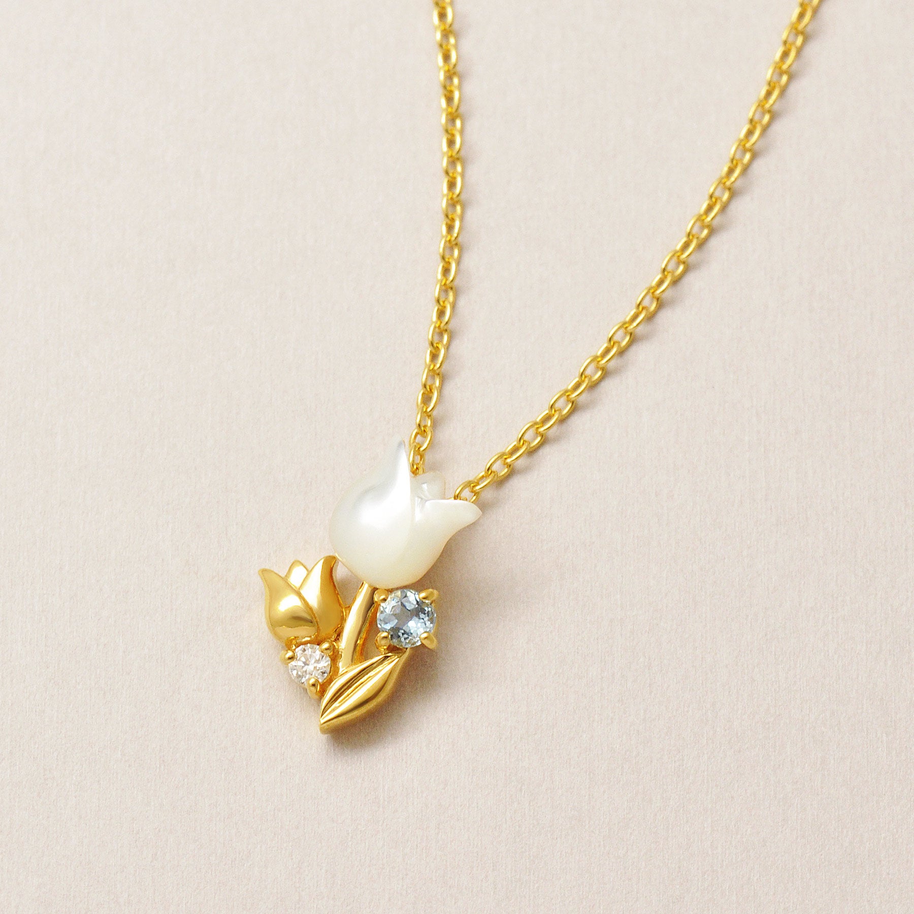 [Birth Flower Jewelry] March - Tulip Necklace (925 Sterling Silver) - Product Image