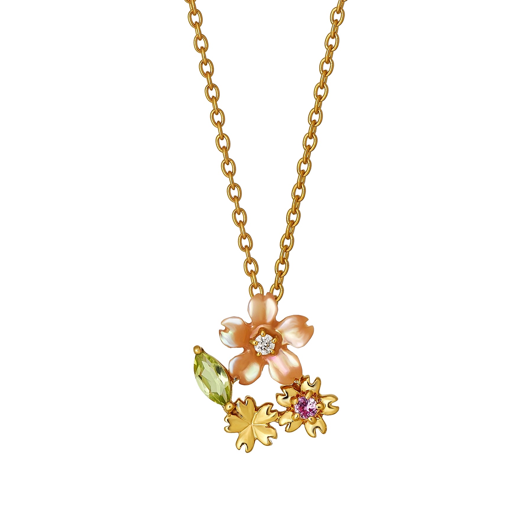 [Birth Flower Jewelry] April - Cherry Blossoms Necklace (925 Sterling Silver) - Product Image