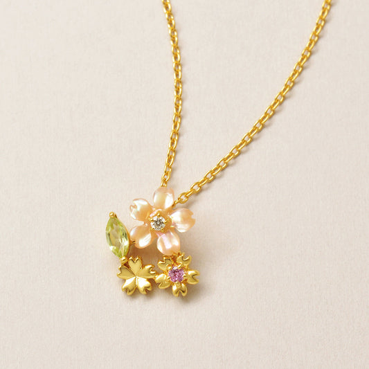 [Birth Flower Jewelry] April - Cherry Blossoms Necklace (925 Sterling Silver) - Product Image