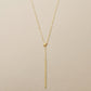 10K Yellow Gold Y-Shaped Chain Bar Long Necklace - Product Image