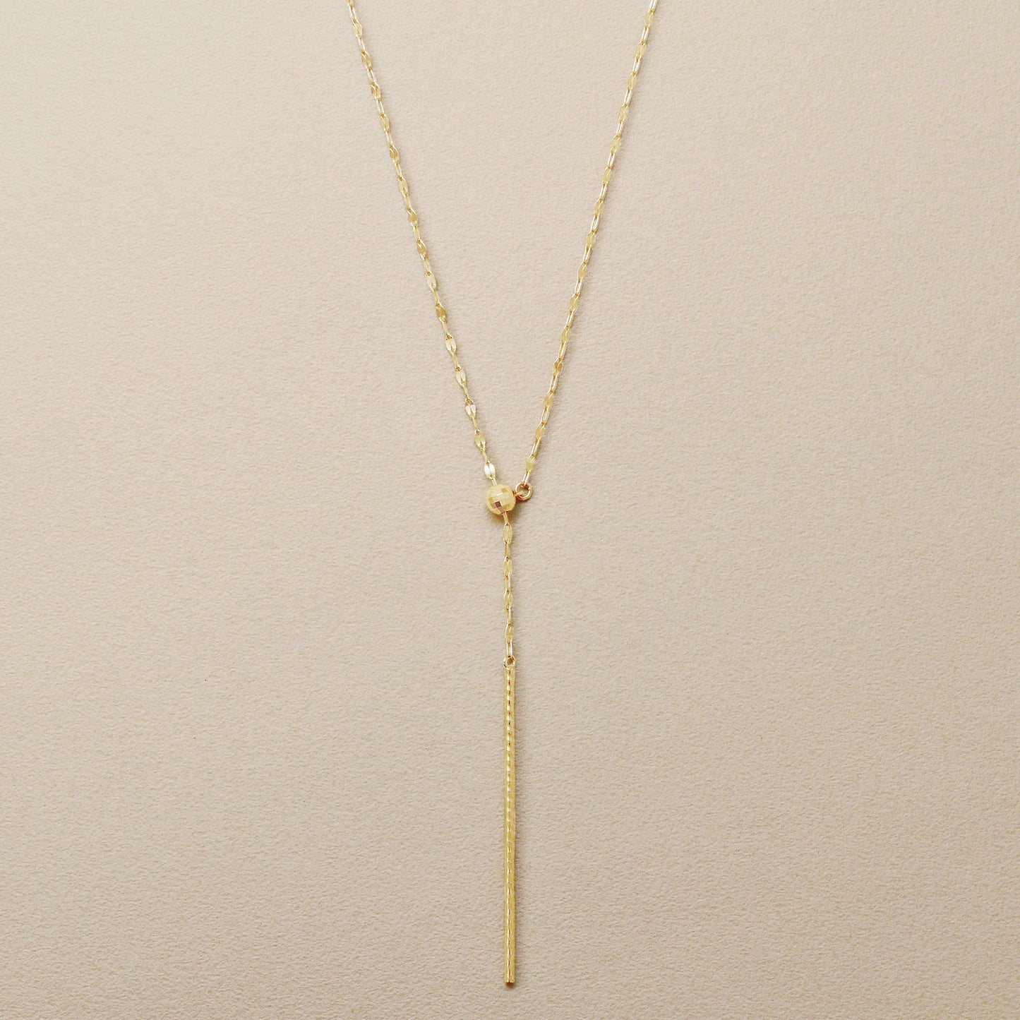 10K Yellow Gold Y-Shaped Chain Bar Long Necklace - Product Image