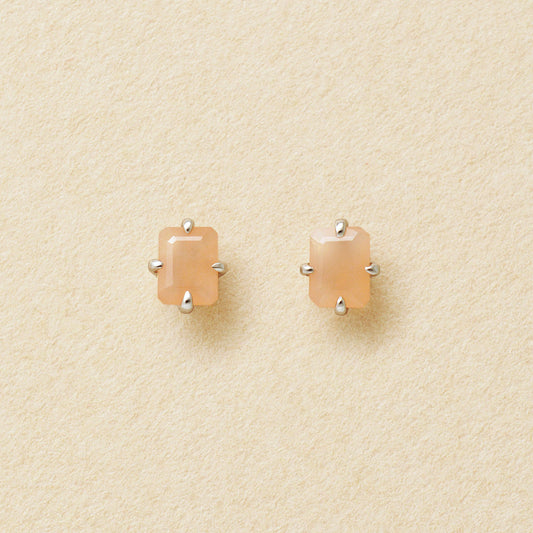 [Second Earrings] Platinum Orange Moonstone Earrings - Product Image