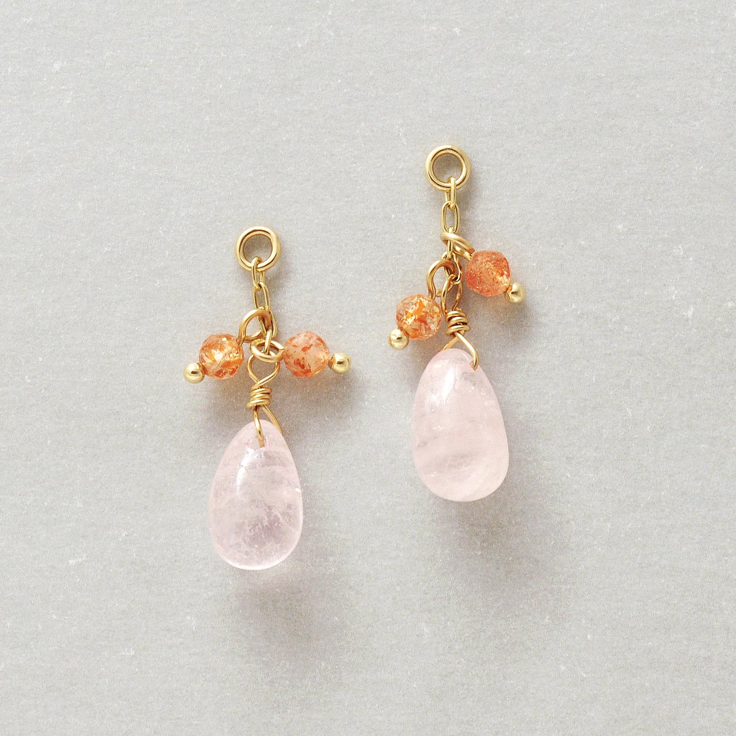 [Palette] 10K Morganite Charms (Yellow Gold) - Product Image