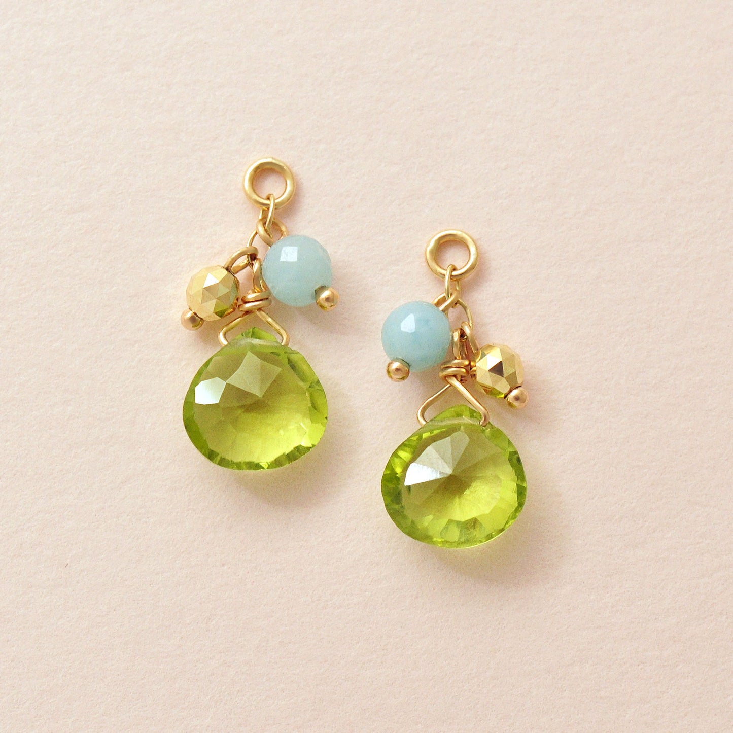 [Palette] 10K Peridot Marron Cut Charms (Yellow Gold) - Product Image