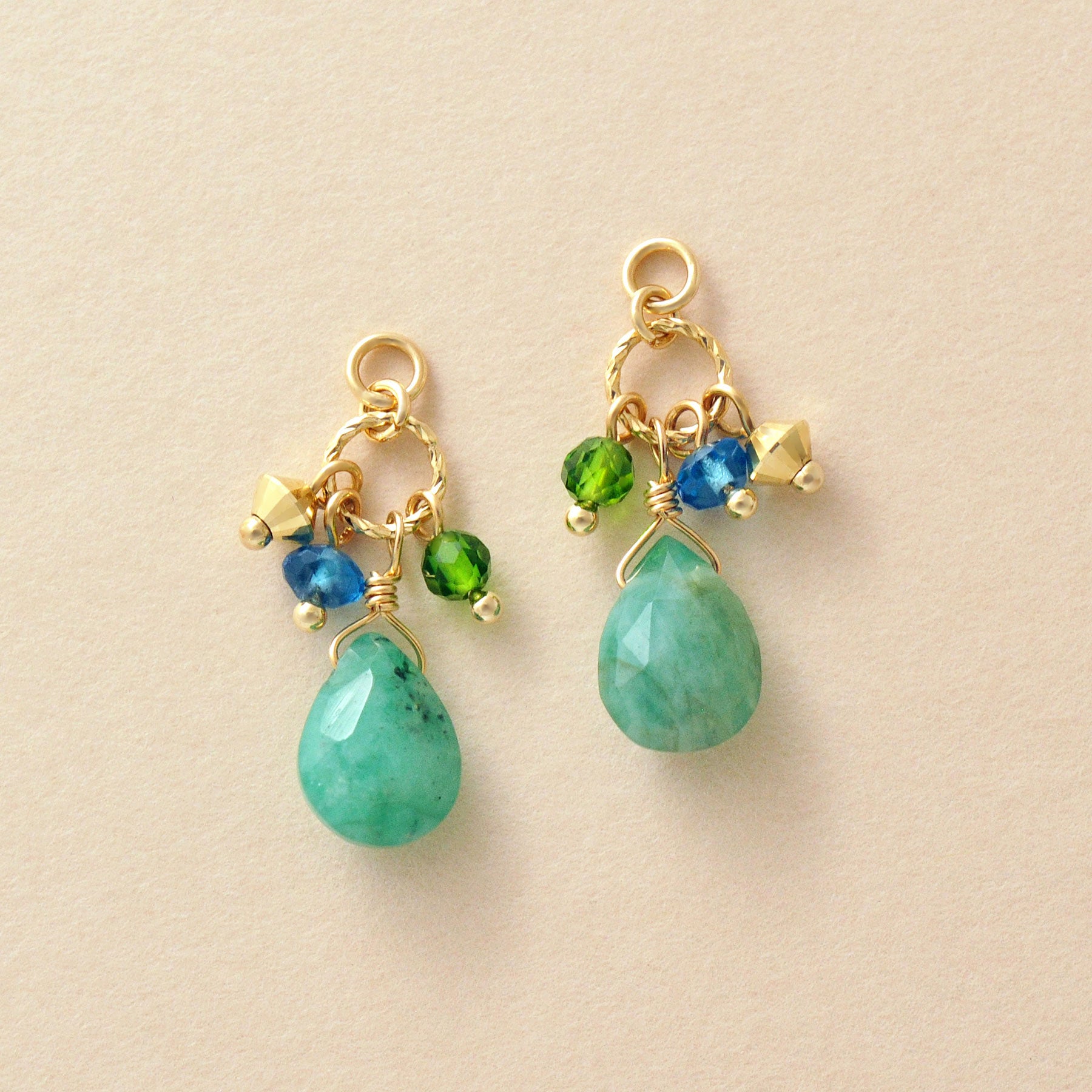 [Palette] 10K 2Way Emerald Charms (Yellow Gold) - Product Image