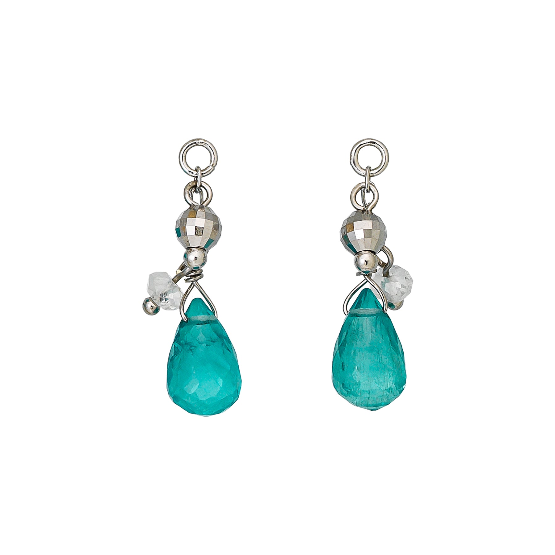 [Palette] 10K Apatite Drop Charms (White Gold) - Product Image