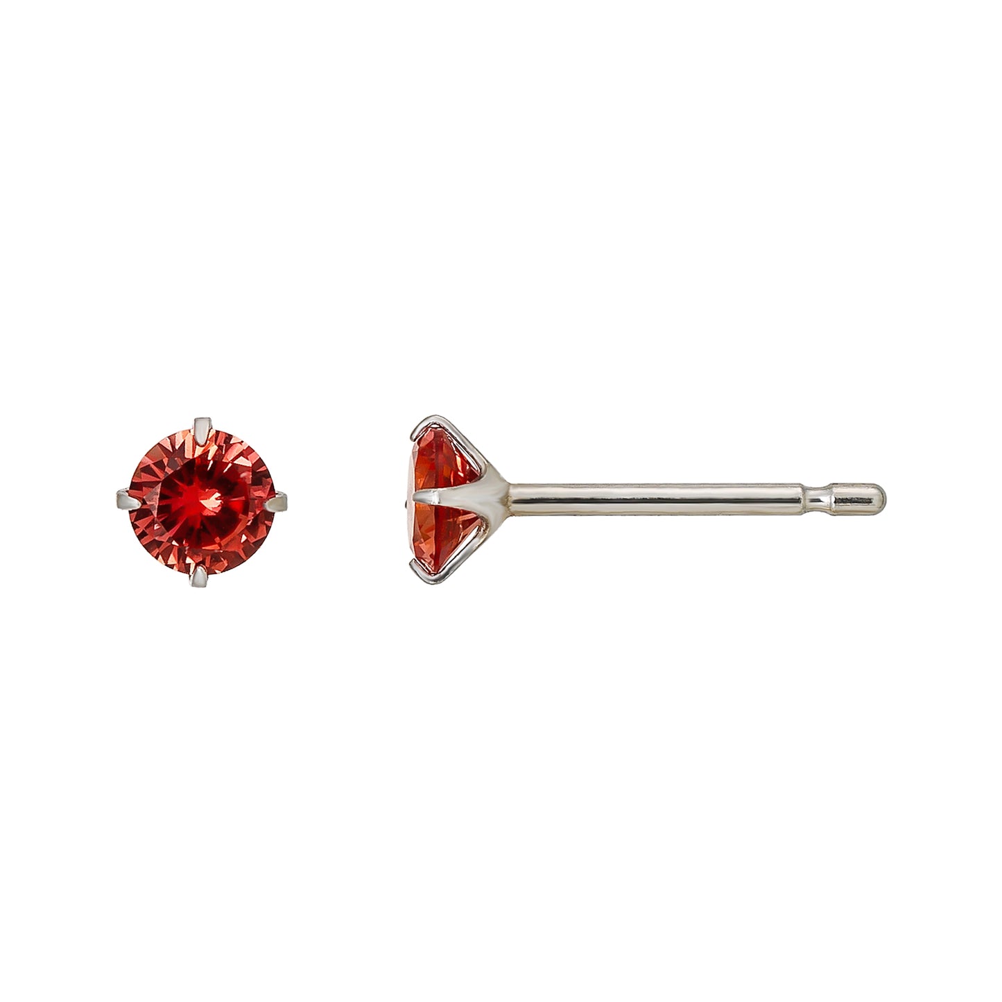 [Second Earrings] Platinum Synthetic Padparadscha Sapphire Earrings - Product Image